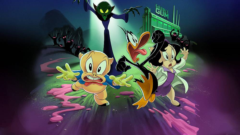 Looney Tunes: Žvýkačková pohroma.
Když záhadný létající objekt zničí střechu jejich domu, ocitají se bez peněz na opravu a hrozí, že přijdou o svůj domov. Naštěstí jim na pomoc přichází prasátko Petunie, která jim zajistí práci v místní továrně na žvýkačky, kde pracuje jako odbornice na příchutě. Zdá se, že problémy jsou vyřešeny, dokud si Daffy nevšimne něčeho podezřelého. Nová příchuť žvýkačky, která se již prodává po celém světě, obsahuje záhadný, zelený sliz. Záhy se ukáže, že žvýkačka mění lidi v zombíky! Zjištění, že svět je v ohrožení, vrhá Daffyho, Porkyho a Petunii do závodu s časem. Brzy si uvědomí, že jejich nepřítel není z tohoto světa. Musí spojit síly, aby bojovali proti děsivým žvýkačkovým zombíkům a překazili ďábelský plán mimozemšťanů na ovládnutí Země!